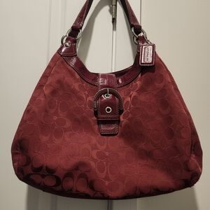 Coach Maroon Signature Shoulder Bag
